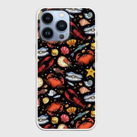 Чехол для iPhone 13 Pro с принтом Морские обитатели в Тюмени,  |  | children | crabs | crayfish | drawing | fish | funny | inhabitants | ocean | pearls | sea | shellfish | shells | shrimps | весёлый | детский | жемчуг | крабы | креветки | моллюски | море | морские | обитатели | океан | раки | ракушки | рисунок | рыбы