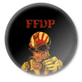 Значок с принтом Five finger death punch в Тюмени,  металл | круглая форма, металлическая застежка в виде булавки | ffdp | five finger death punch | music
