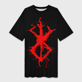 Платье-футболка 3D с принтом BERSERK logo elements red в Тюмени,  |  | anime | anime berserk | berserk | knight | manga | аниме | аниме берсерк | берсерк | манга | рыцарь