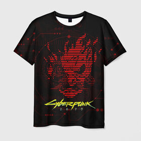 Мужская футболка 3D с принтом CYBERPUNK 2077 - Самурай в Тюмени, 100% полиэфир | прямой крой, круглый вырез горловины, длина до линии бедер | 2077 | cyber | cyberpunk | demon | glitch | keanu | logo | punk | reeves | samurai | symbol | team | trauma | глитч | демон | киану | кибер | киберпанк | клан | лого | логотип | огонь | панк | ривз | самурай | символ