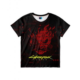 Детская футболка 3D с принтом CYBERPUNK 2077 - Самурай в Тюмени, 100% гипоаллергенный полиэфир | прямой крой, круглый вырез горловины, длина до линии бедер, чуть спущенное плечо, ткань немного тянется | 2077 | cyber | cyberpunk | demon | glitch | keanu | logo | punk | reeves | samurai | symbol | team | trauma | глитч | демон | киану | кибер | киберпанк | клан | лого | логотип | огонь | панк | ривз | самурай | символ
