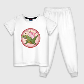 Детская пижама хлопок с принтом Вперёд к мечте! в Тюмени, 100% хлопок |  брюки и футболка прямого кроя, без карманов, на брюках мягкая резинка на поясе и по низу штанин
 | bird born | арт | единорог | животные | иллюстрация | ирония | комиксы | мечта | милота | мотивация | тирекс | юмор