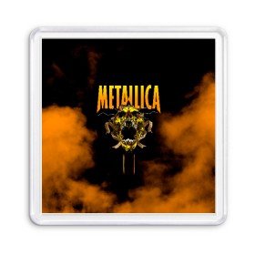 Магнит 55*55 с принтом Metallica в Тюмени, Пластик | Размер: 65*65 мм; Размер печати: 55*55 мм | Тематика изображения на принте: metalica | metallica | группа | джеймс хэтфилд | кирк хэмметт | ларс ульрих | метал | металика | металлика | миталика | музыка | роберт трухильо | рок | трэш | трэшметал | хард | хеви