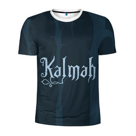 Мужская футболка 3D спортивная с принтом группа Kalmah в Тюмени, 100% полиэстер с улучшенными характеристиками | приталенный силуэт, круглая горловина, широкие плечи, сужается к линии бедра | death | kalmah | metal | группа | деревья | лес | логотип | метал | музыка | ночь | фантазия | эмблема