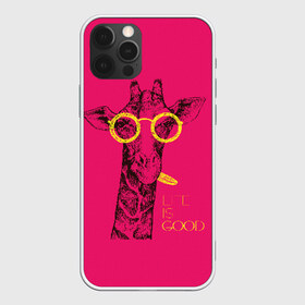 Чехол для iPhone 12 Pro Max с принтом Life is good в Тюмени, Силикон |  | african | animal | giraffe | inscription | life is good | look | pink | pop art | tongue | yellow | африканское | взгляд | желтый | животное | жизнь хороша | жираф | надпись | очки | поп   арт | розовый | язык