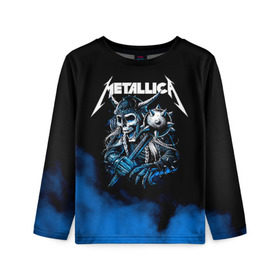 Детский лонгслив 3D с принтом Metallica в Тюмени, 100% полиэстер | длинные рукава, круглый вырез горловины, полуприлегающий силуэт
 | metalica | metallica | группа | джеймс хэтфилд | кирк хэмметт | ларс ульрих | метал | металика | металлика | миталика | музыка | роберт трухильо | рок | трэш | трэшметал | хард | хеви