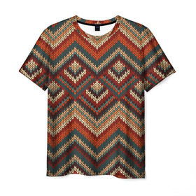 Мужская футболка 3D с принтом Индейский Вязаный Узор в Тюмени, 100% полиэфир | прямой крой, круглый вырез горловины, длина до линии бедер | абстракция | вождь | вышивка | индеец | индейцы | кружева | кружево | орнамент | панчо | паттерн | племя краснокожих | рисунок | свитер | узор