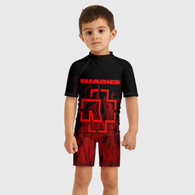 Детский купальный костюм 3D с принтом RAMMSTEIN в Тюмени, Полиэстер 85%, Спандекс 15% | застежка на молнии на спине | lindemann | rammstein | рамштайн | тилль линдеманн