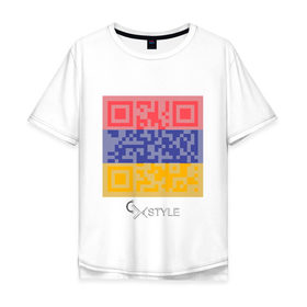 Мужская футболка хлопок Oversize с принтом QR-Armenia в Тюмени, 100% хлопок | свободный крой, круглый ворот, “спинка” длиннее передней части | cxstyle | qr | армения | код | символ | страна | флаг