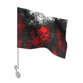 Флаг для автомобиля с принтом SAMURAI KEANU REEVES в Тюмени, 100% полиэстер | Размер: 30*21 см | cyberpunk | cyberpunk 2077 | samurai | киберпанк
