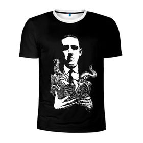 Мужская футболка 3D спортивная с принтом Лавкрафт в Тюмени, 100% полиэстер с улучшенными характеристиками | приталенный силуэт, круглая горловина, широкие плечи, сужается к линии бедра | cthulhu | cthulhu fhtagn | lovecraft | ктулху