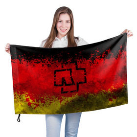 Флаг 3D с принтом Rammstein (Флаг). в Тюмени, 100% полиэстер | плотность ткани — 95 г/м2, размер — 67 х 109 см. Принт наносится с одной стороны | 3d | hard | logo | metal | music | rammstein | rock | брызги красок | знак | лого | метал | музыка | рамштайн | рок | символ | текстура | флаг rammstein