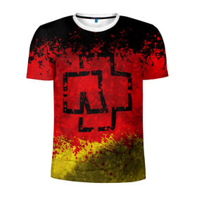 Мужская футболка 3D спортивная с принтом Rammstein (Флаг). в Тюмени, 100% полиэстер с улучшенными характеристиками | приталенный силуэт, круглая горловина, широкие плечи, сужается к линии бедра | 3d | hard | logo | metal | music | rammstein | rock | брызги красок | знак | лого | метал | музыка | рамштайн | рок | символ | текстура | флаг rammstein