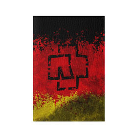 Обложка для паспорта матовая кожа с принтом Rammstein (Флаг). в Тюмени, натуральная матовая кожа | размер 19,3 х 13,7 см; прозрачные пластиковые крепления | 3d | hard | logo | metal | music | rammstein | rock | брызги красок | знак | лого | метал | музыка | рамштайн | рок | символ | текстура | флаг rammstein