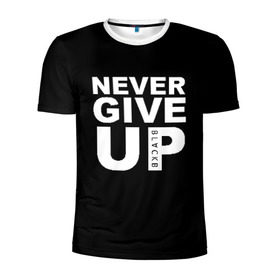 Мужская футболка 3D спортивная с принтом NEVER GIVE UP САЛАХ в Тюмени, 100% полиэстер с улучшенными характеристиками | приталенный силуэт, круглая горловина, широкие плечи, сужается к линии бедра | liverpool | never give up | salah | ливерпуль | салах
