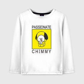 Детский лонгслив хлопок с принтом PASSIONATE CHIMMY [BTS] в Тюмени, 100% хлопок | круглый вырез горловины, полуприлегающий силуэт, длина до линии бедер | bangtan | bighit | boy | chimmy | fake love | j hope | jimin | jin | jungkook | korea | kpop | live | luv | mic drop | rm | suga | v | with | бтс | кей | поп