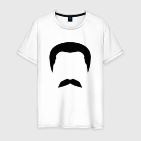 Мужская футболка хлопок с принтом Сталин в Тюмени, 100% хлопок | прямой крой, круглый вырез горловины, длина до линии бедер, слегка спущенное плечо. | stalin | ussr | иосиф сталин | коммунизм | комунизм | ссср | сталин