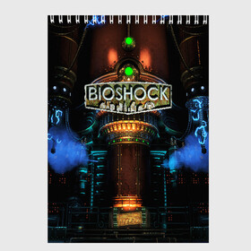 Скетчбук с принтом BIOSHOCK в Тюмени, 100% бумага
 | 48 листов, плотность листов — 100 г/м2, плотность картонной обложки — 250 г/м2. Листы скреплены сверху удобной пружинной спиралью | bioshock | bioshock infinite | биошок | букер | элизабет