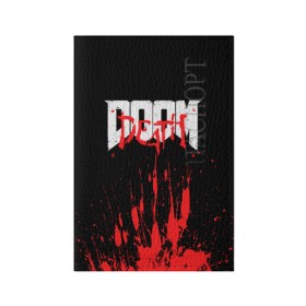 Обложка для паспорта матовая кожа с принтом DOOM Bloody в Тюмени, натуральная матовая кожа | размер 19,3 х 13,7 см; прозрачные пластиковые крепления | 2019 | bethesda | demon | doom | eternal | ethernal | game | games | logo | monster | runes | демон | дум | дуум | етернал | игра | игры | какодемон | кровь | лого | логотип | монстр | монстры | руны | символ | этернал