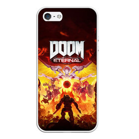 Чехол для iPhone 5/5S матовый с принтом DOOM Eternal в Тюмени, Силикон | Область печати: задняя сторона чехла, без боковых панелей | 2019 | bethesda | demon | doom | eternal | ethernal | game | games | logo | monster | runes | демон | дум | дуум | етернал | игра | игры | какодемон | кровь | лого | логотип | монстр | монстры | руны | символ | этернал