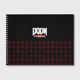 Альбом для рисования с принтом DOOM Eternal в Тюмени, 100% бумага
 | матовая бумага, плотность 200 мг. | Тематика изображения на принте: 2019 | bethesda | demon | doom | eternal | ethernal | game | games | logo | monster | runes | демон | дум | дуум | етернал | игра | игры | какодемон | кровь | лого | логотип | монстр | монстры | руны | символ | этернал