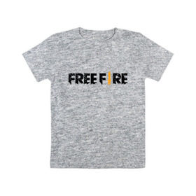 Детская футболка хлопок с принтом Free Fire в Тюмени, 100% хлопок | круглый вырез горловины, полуприлегающий силуэт, длина до линии бедер | battlegrounds | fire | free | garena | гарена | фаер | фри