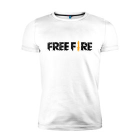 Мужская футболка премиум с принтом Free Fire в Тюмени, 92% хлопок, 8% лайкра | приталенный силуэт, круглый вырез ворота, длина до линии бедра, короткий рукав | Тематика изображения на принте: battlegrounds | fire | free | garena | гарена | фаер | фри