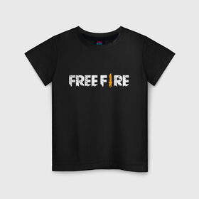 Детская футболка хлопок с принтом Garena Free Fire в Тюмени, 100% хлопок | круглый вырез горловины, полуприлегающий силуэт, длина до линии бедер | battlegrounds | fire | free | garena | гарена | фаер | фри
