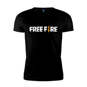 Мужская футболка премиум с принтом Garena Free Fire в Тюмени, 92% хлопок, 8% лайкра | приталенный силуэт, круглый вырез ворота, длина до линии бедра, короткий рукав | battlegrounds | fire | free | garena | гарена | фаер | фри