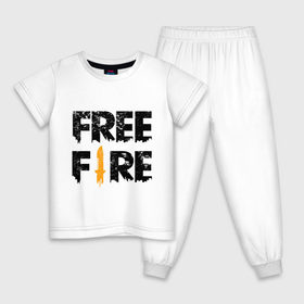 Детская пижама хлопок с принтом Free Fire logo в Тюмени, 100% хлопок |  брюки и футболка прямого кроя, без карманов, на брюках мягкая резинка на поясе и по низу штанин
 | Тематика изображения на принте: battlegrounds | fire | free | garena | гарена | фаер | фри