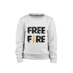 Детский свитшот хлопок с принтом Free Fire logo в Тюмени, 100% хлопок | круглый вырез горловины, эластичные манжеты, пояс и воротник | battlegrounds | fire | free | garena | гарена | фаер | фри