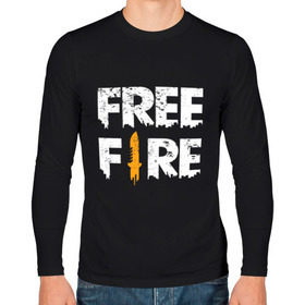 Мужской лонгслив хлопок с принтом Free Fire logo в Тюмени, 100% хлопок |  | battlegrounds | fire | free | garena | гарена | фаер | фри