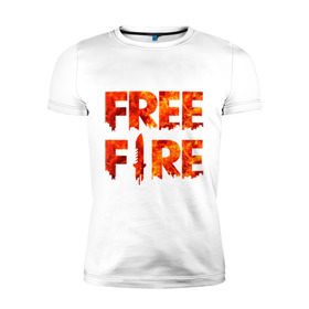 Мужская футболка премиум с принтом Free Fire в Тюмени, 92% хлопок, 8% лайкра | приталенный силуэт, круглый вырез ворота, длина до линии бедра, короткий рукав | battlegrounds | fire | free | garena | гарена | фаер | фри