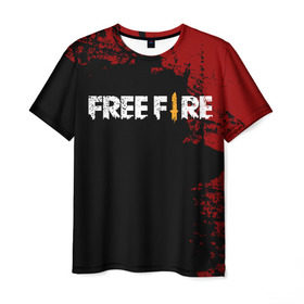 Мужская футболка 3D с принтом Free Fire в Тюмени, 100% полиэфир | прямой крой, круглый вырез горловины, длина до линии бедер | Тематика изображения на принте: battlegrounds | fire | free | garena | гарена | фаер | фри