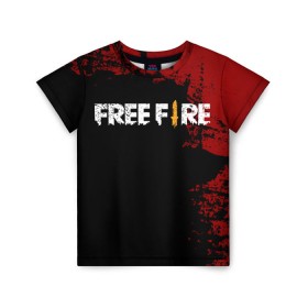 Детская футболка 3D с принтом Free Fire в Тюмени, 100% гипоаллергенный полиэфир | прямой крой, круглый вырез горловины, длина до линии бедер, чуть спущенное плечо, ткань немного тянется | battlegrounds | fire | free | garena | гарена | фаер | фри