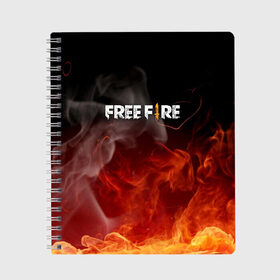 Тетрадь с принтом GARENA FREE FIRE в Тюмени, 100% бумага | 48 листов, плотность листов — 60 г/м2, плотность картонной обложки — 250 г/м2. Листы скреплены сбоку удобной пружинной спиралью. Уголки страниц и обложки скругленные. Цвет линий — светло-серый
 | Тематика изображения на принте: free fire | garena free fire | гарена 3 | гарена фри | гарена фри фаер | гарено. | игра garena