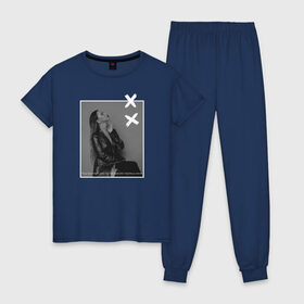 Женская пижама хлопок с принтом Грустный дэнс в Тюмени, 100% хлопок | брюки и футболка прямого кроя, без карманов, на брюках мягкая резинка на поясе и по низу штанин | 7 | astiartik | грустныйдэнс | невероятно | неделимы | подгипнозом