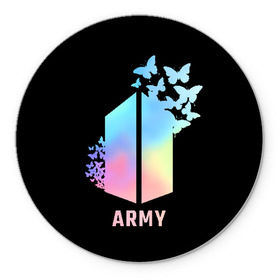 Коврик для мышки круглый с принтом BTS ARMY в Тюмени, резина и полиэстер | круглая форма, изображение наносится на всю лицевую часть | Тематика изображения на принте: army | bangtan boys | beyond the scene | bts | k pop | kpop | love yourself | бтс | к поп