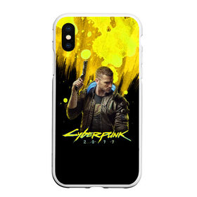 Чехол для iPhone XS Max матовый с принтом CYBERPUNK 2077 в Тюмени, Силикон | Область печати: задняя сторона чехла, без боковых панелей | Тематика изображения на принте: 2077 | cyber | cyberpunk | demon | glitch | keanu | logo | punk | reeves | samurai | symbol | team | trauma | глитч | демон | киану | кибер | киберпанк | клан | лого | логотип | огонь | панк | ривз | самурай | символ