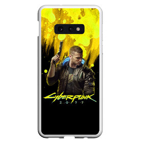 Чехол для Samsung S10E с принтом CYBERPUNK 2077 в Тюмени, Силикон | Область печати: задняя сторона чехла, без боковых панелей | Тематика изображения на принте: 2077 | cyber | cyberpunk | demon | glitch | keanu | logo | punk | reeves | samurai | symbol | team | trauma | глитч | демон | киану | кибер | киберпанк | клан | лого | логотип | огонь | панк | ривз | самурай | символ