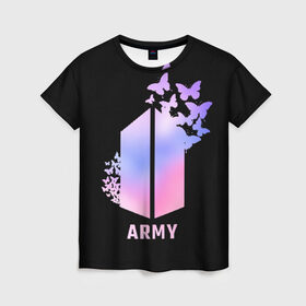 Женская футболка 3D с принтом BTS ARMY в Тюмени, 100% полиэфир ( синтетическое хлопкоподобное полотно) | прямой крой, круглый вырез горловины, длина до линии бедер | army | bangtan boys | beyond the scene | bts | k pop | kpop | love yourself | бтс | к поп