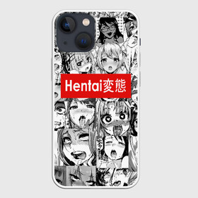 Чехол для iPhone 13 mini с принтом Японская анимация в Тюмени,  |  | ahegao | anime | black   white | cartoon | collage | comic | emotion | faces | girls | hieroglyphs | inscription | japanese | manga | mouth | open | аниме | девушки | иероглифы | коллаж | комикс | лица | мультфильм | надпись | 