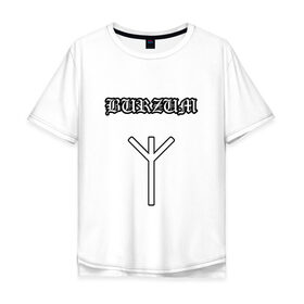 Мужская футболка хлопок Oversize с принтом Burzum Algiz Rune в Тюмени, 100% хлопок | свободный крой, круглый ворот, “спинка” длиннее передней части | Тематика изображения на принте: 