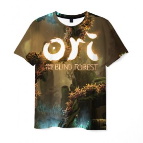 Мужская футболка 3D с принтом Ori and the Blind Forest в Тюмени, 100% полиэфир | прямой крой, круглый вырез горловины, длина до линии бедер | blind forest | ori | sein | белка | гумо | кошка | куро | лиса | нару | непроглядный лес | ори | платформер | птенец | сейн | сова