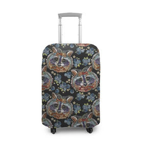 Чехол для чемодана 3D с принтом Еноты в Тюмени, 86% полиэфир, 14% спандекс | двустороннее нанесение принта, прорези для ручек и колес | 