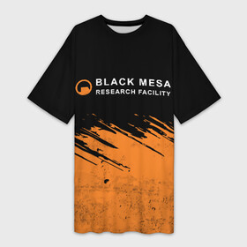 Платье-футболка 3D с принтом BLACK MESA (Half Life) в Тюмени,  |  | black | counter | csgo | freeman | gordon | half | half life | halflife | lambda | life | logo | mesa | portal | strike | xen | гордон | контр | лайф | лого | портал | символ | страйк | фримен | халф | халф лайф | халфлайф