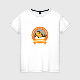 Женская футболка хлопок с принтом Гудетама в Тюмени, 100% хлопок | прямой крой, круглый вырез горловины, длина до линии бедер, слегка спущенное плечо | gudetama | гудетама