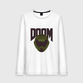 Мужской лонгслив хлопок с принтом DOOM в Тюмени, 100% хлопок |  | doom | doom eternal | game | minimalism | игры | минимализм