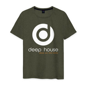 Мужская футболка хлопок с принтом Deep House в Тюмени, 100% хлопок | прямой крой, круглый вырез горловины, длина до линии бедер, слегка спущенное плечо. | beats | club | deep | dj | house | music | битс | диждей | дип | звук | клуб | музыка | сет | хаус