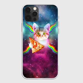 Чехол для iPhone 12 Pro Max с принтом Кот с радугой и пиццей в Тюмени, Силикон |  | еда | космос | кот | котик | пиксели | пицца | радуга | фаст фуд